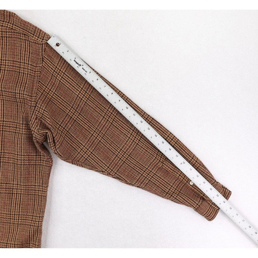 Polo Ralph Lauren Shirt Mens Large Brown Glen Plaid Check Long Sleeve VTG